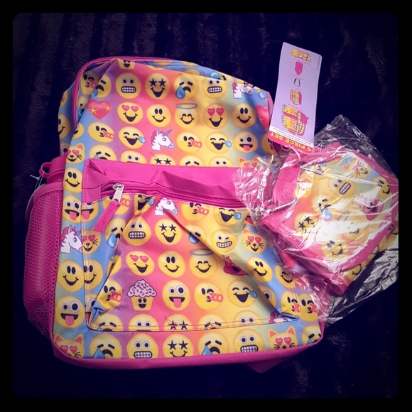 emojination Accessories Nwt Emoji 5 Piece Backpack Poshmark